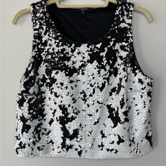 Gilbert Black & White Transforming Sequin Top – Size Large - Picture 1 of 15